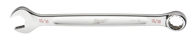 Milwaukee 45-96-9430 Combination Wrench, SAE, 15/16 in Head, 12.4 in L, 12-Point, Steel, Chrome-Plated