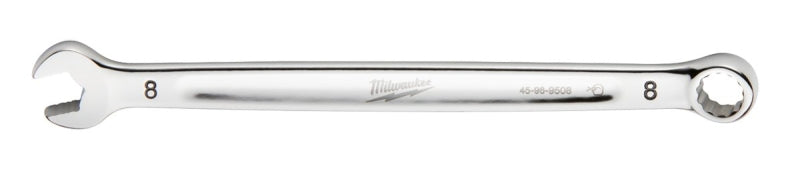 Milwaukee 45-96-9508 Combination Wrench, Metric, 8 mm Head, 5.51 in L, 12-Point, Steel, Chrome-Plated