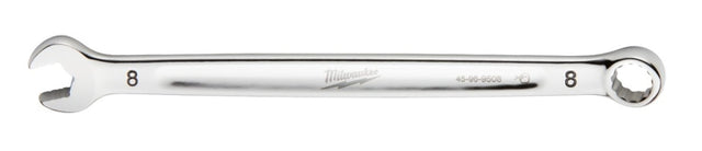 Milwaukee 45-96-9508 Combination Wrench, Metric, 8 mm Head, 5.51 in L, 12-Point, Steel, Chrome-Plated