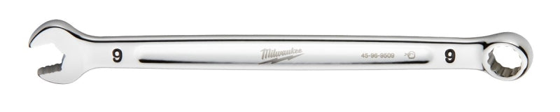Milwaukee 45-96-9509 Combination Wrench, Metric, 9 mm Head, 5.91 in L, 12-Point, Steel, Chrome-Plated