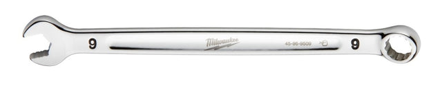 Milwaukee 45-96-9509 Combination Wrench, Metric, 9 mm Head, 5.91 in L, 12-Point, Steel, Chrome-Plated