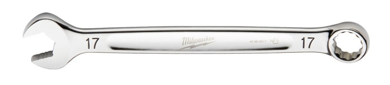 Milwaukee 45-96-9517 Combination Wrench, Metric, 17 mm Head, 8.86 in L, 12-Point, Steel, Chrome-Plated