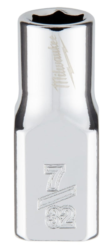 Milwaukee 45-34-9002 Socket, 7/32 in Socket, Standard Socket, 4.921 in OAL, 1/4 in Drive, 6-Point, Chrome