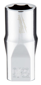 Milwaukee 45-34-9004 Socket, 9/32 in Socket, Standard Socket, 4.921 in OAL, 1/4 in Drive, 6-Point, Chrome