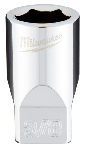 Milwaukee 45-34-9007 Socket, 3/8 in Socket, 1/4 in Drive, 6-Point, Chrome Vanadium Steel, Chrome-Plated