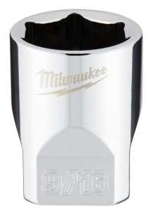 Milwaukee 45-34-9010 Socket, 9/16 in Socket, Standard Socket, 4.921 in OAL, 1/4 in Drive, 6-Point, Chrome