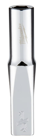 Milwaukee 45-34-9014 Deep Socket, 1/4 in Socket, 1/4 in Drive, 6-Point, Chrome Vanadium Steel, Chrome-Plated