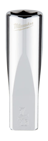 Milwaukee 45-34-9019 Socket, 7/16 in Socket, Deep Socket, 2.559 in OAL, 1/4 in Drive, 6-Point, Chrome Vanadium Steel