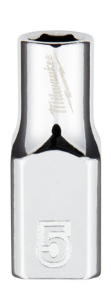 Milwaukee 45-34-9030 Socket, 5 mm Socket, Standard Socket, 4.921 in OAL, 1/4 in Drive, 6-Point, Chrome Vanadium Steel