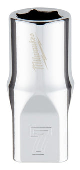 Milwaukee 45-34-9033 Socket, 7 mm Socket, Standard Socket, 4.921 in OAL, 1/4 in Drive, 6-Point, Chrome Vanadium Steel