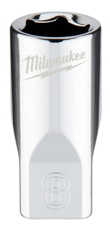 Milwaukee 45-34-9034 Socket, 8 mm Socket, Standard Socket, 4.921 in OAL, 1/4 in Drive, 6-Point, Chrome Vanadium Steel