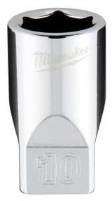 Milwaukee 45-34-9036 Socket, 10 mm Socket, Standard Socket, 4.921 in OAL, 1/4 in Drive, 6-Point, Chrome Vanadium Steel