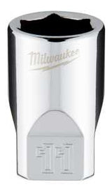 Milwaukee 45-34-9037 Socket, 11 mm Socket, Standard Socket, 4.921 in OAL, 1/4 in Drive, 6-Point, Chrome Vanadium Steel