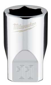 Milwaukee 45-34-9037 Socket, 11 mm Socket, Standard Socket, 4.921 in OAL, 1/4 in Drive, 6-Point, Chrome Vanadium Steel