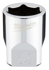 Milwaukee 45-34-9040 Socket, 14 mm Socket, Standard Socket, 4.921 in OAL, 1/4 in Drive, 6-Point, Chrome Vanadium Steel