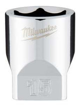 Milwaukee 45-34-9041 Socket, 15 mm Socket, 1/4 in Drive, 6-Point, Chrome Vanadium Steel, Chrome