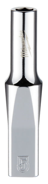 Milwaukee 45-34-9042 Socket, 5 mm Socket, Deep Socket, 2.559 in OAL, 1/4 in Drive, 6-Point, Chrome Vanadium Steel