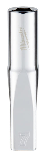 Milwaukee 45-34-9045 Socket, 7 mm Socket, Deep Socket, 2.559 in OAL, 1/4 in Drive, 6-Point, Chrome Vanadium Steel