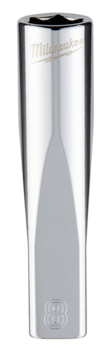Milwaukee 45-34-9046 Socket, 8 mm Socket, Deep Socket, 2.559 in OAL, 1/4 in Drive, 6-Point, Chrome Vanadium Steel
