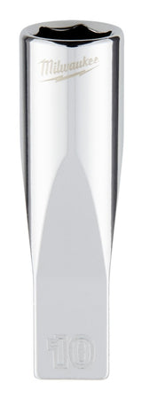 Milwaukee 45-34-9048 Socket, 10 mm Socket, Deep Socket, 2.559 in OAL, 1/4 in Drive, 6-Point, Chrome Vanadium Steel