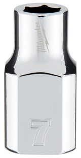 Milwaukee 45-34-9077 Socket, 7 mm Socket, Standard Socket, 3.543 in OAL, 3/8 in Drive, 6-Point, Chrome Vanadium Steel