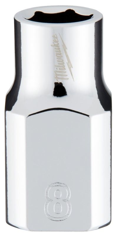 Milwaukee 45-34-9078 Socket, 8 mm Socket, Standard Socket, 3.543 in OAL, 3/8 in Drive, 6-Point, Chrome Vanadium Steel