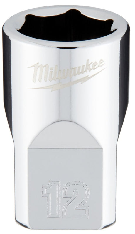 Milwaukee 45-34-9082 Socket, 12 mm Socket, 3/8 in Drive, 6-Point, Chrome Vanadium Steel, Chrome-Plated