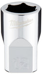 Milwaukee 45-34-9082 Socket, 12 mm Socket, 3/8 in Drive, 6-Point, Chrome Vanadium Steel, Chrome-Plated