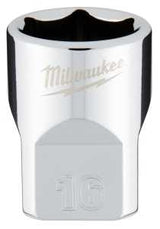 Milwaukee 45-34-9086 Socket, 16 mm Socket, Standard Socket, 3/8 in Drive, 6-Point, Chrome Vanadium Steel, Chrome