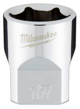 Milwaukee 45-34-9087 Socket, 17 mm Socket, Standard Socket, 3.543 in OAL, 3/8 in Drive, 6-Point, Chrome Vanadium Steel