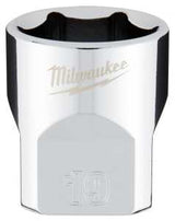 Milwaukee 45-34-9089 Socket, 19 mm Socket, Standard Socket, 3.543 in OAL, 3/8 in Drive, 6-Point, Chrome Vanadium Steel