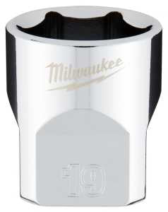 Milwaukee 45-34-9089 Socket, 19 mm Socket, Standard Socket, 3.543 in OAL, 3/8 in Drive, 6-Point, Chrome Vanadium Steel