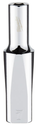 Milwaukee 45-34-9091 Deep Socket, 7 mm Socket, 3/8 in Drive, 6-Point, Chrome Vanadium Steel, Chrome-Plated