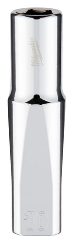 Milwaukee 45-34-0010 Deep Socket, 10 mm Socket, 3/8 in Drive, 6-Point, Chrome Vanadium Steel, Chrome-Plated