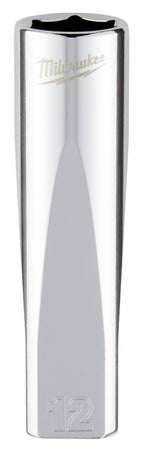 Milwaukee 45-34-0012 Deep Socket, 12 mm Socket, 3/8 in Drive, 6-Point, Chrome Vanadium Steel, Chrome-Plated