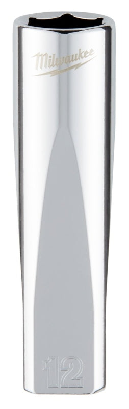 Milwaukee 45-34-0012 Deep Socket, 12 mm Socket, 3/8 in Drive, 6-Point, Chrome Vanadium Steel, Chrome-Plated