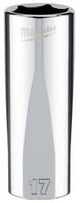 Milwaukee 45-34-0117 Socket, 17 mm Socket, Deep Socket, 3.543 in OAL, 3/8 in Drive, 6-Point, Chrome Vanadium Steel