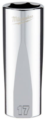 Milwaukee 45-34-0117 Socket, 17 mm Socket, Deep Socket, 3.543 in OAL, 3/8 in Drive, 6-Point, Chrome Vanadium Steel