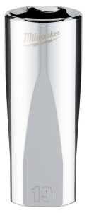 Milwaukee 45-34-0119 Socket, 19 mm Socket, Deep Socket, 3.543 in OAL, 3/8 in Drive, 6-Point, Chrome Vanadium Steel