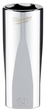 Milwaukee 45-34-0119 Socket, 19 mm Socket, Deep Socket, 3.543 in OAL, 3/8 in Drive, 6-Point, Chrome Vanadium Steel