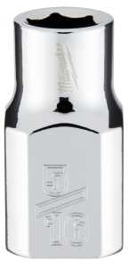 Milwaukee 45-34-9061 Socket, 5/16 in Socket, Standard Socket, 3.543 in OAL, 3/8 in Drive, 6-Point, Chrome