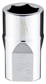 Milwaukee 45-34-9063 Socket, 7/16 in Socket, Standard Socket, 3.543 in OAL, 3/8 in Drive, 6-Point, Chrome