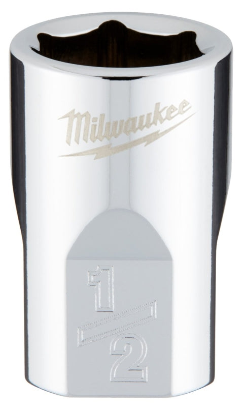 Milwaukee 45-34-9064 Socket, 1/2 in Socket, Standard Socket, 3.543 in OAL, 3/8 in Drive, 6-Point, Chrome Vanadium Steel