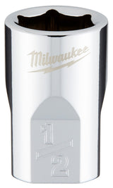 Milwaukee 45-34-9064 Socket, 1/2 in Socket, Standard Socket, 3.543 in OAL, 3/8 in Drive, 6-Point, Chrome Vanadium Steel