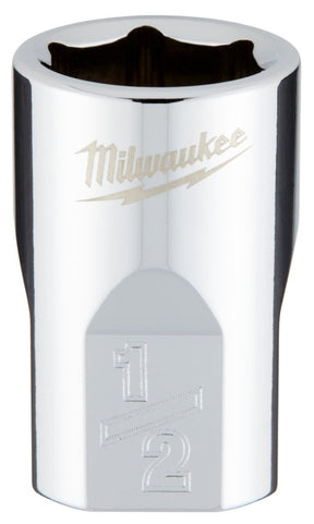 Milwaukee 45-34-9064 Socket, 1/2 in Socket, 3/8 in Drive, 6-Point, Chrome Vanadium Steel, Chrome-Plated