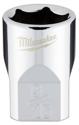 Milwaukee 45-34-9065 Socket, 9/16 in Socket, Standard Socket, 3.543 in OAL, 3/8 in Drive, 6-Point, Chrome
