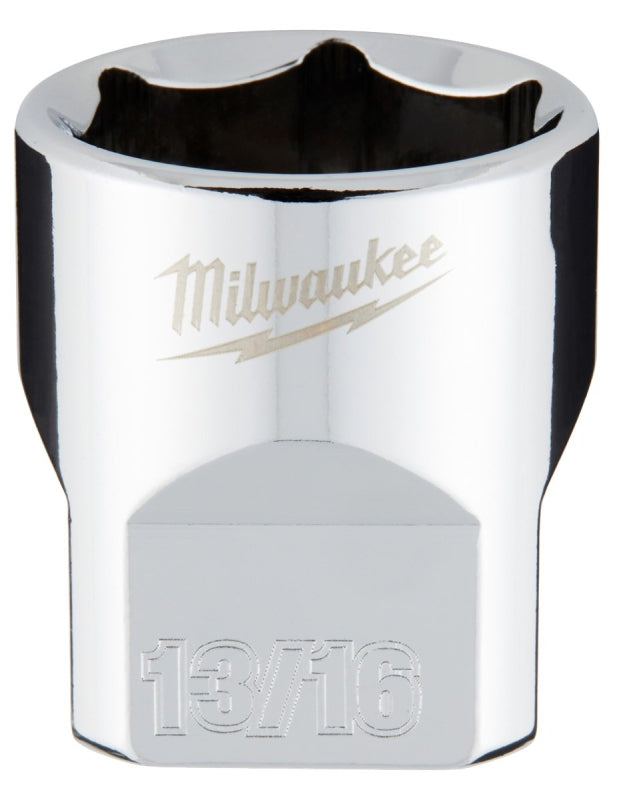 Milwaukee 45-34-9069 Socket, 13/16 in Socket, Standard Socket, 3.543 in OAL, 3/8 in Drive, 6-Point, Chrome