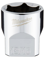 Milwaukee 45-34-9069 Socket, 13/16 in Socket, Standard Socket, 3.543 in OAL, 3/8 in Drive, 6-Point, Chrome