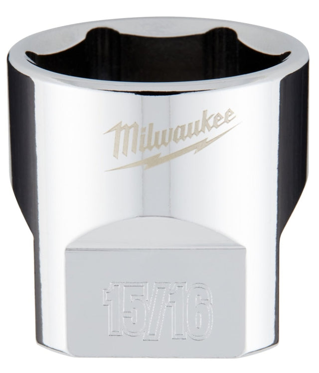 Milwaukee 45-34-9071 Socket, 15/16 in Socket, 3/8 in Drive, 6-Point, Chrome Vanadium Steel, Chrome-Plated