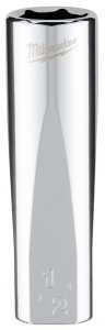 Milwaukee 45-35-5000 Socket, 1/2 in Socket, Deep Socket, 3.543 in OAL, 3/8 in Drive, 6-Point, Chrome Vanadium Steel